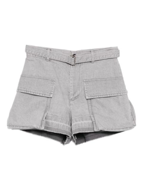 sacai belted denim shorts