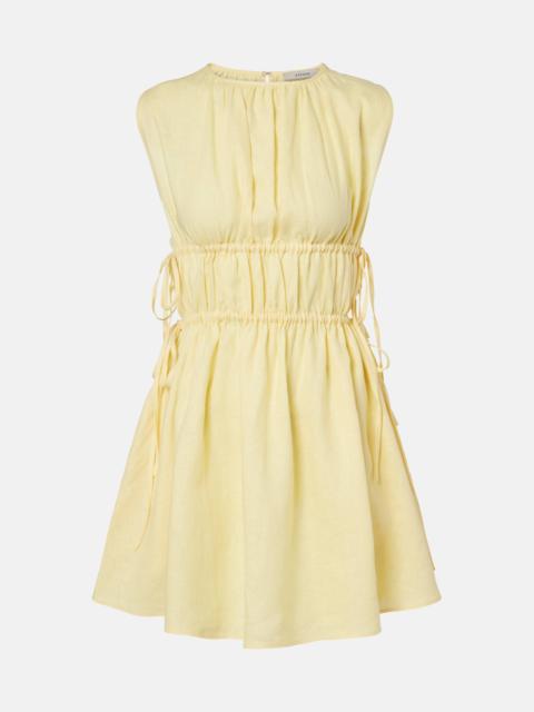 ASCENO Como gathered linen minidress
