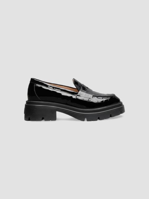 Stuart Weitzman Women's Hudson 20MM Croc-Embossed Patent Leather Penny Loafers - Black