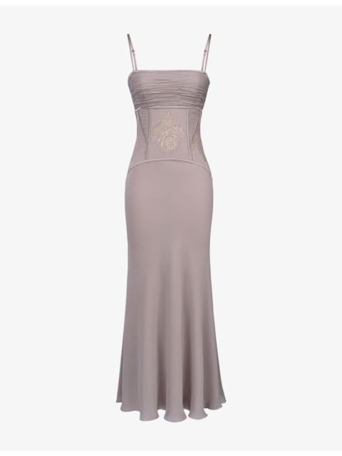 House of CB Catalina Lace-Trim Georgette Maxi Dress