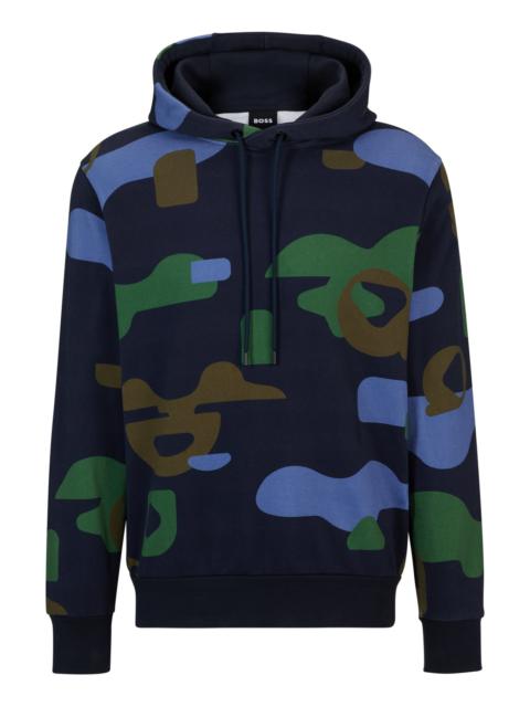 BOSS MERCERISED-COTTON REGULAR-FIT HOODIE WITH SEASONAL PATTERN
