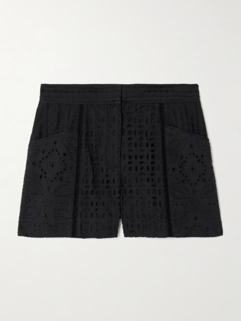 VERONICA BEARD Fabian Broderie Anglaise Cotton Shorts