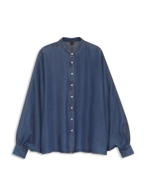 BOSS RELAXED-FIT BLOUSE WITH STAND COLLAR