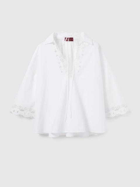 GUCCI Cotton poplin shirt with embroidery