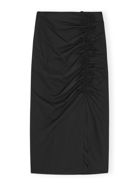 GANNI BLACK DRAPEY MELANGE MIDI SKIRT