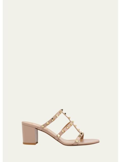Valentino 60mm Rockstud Leather Caged Mule Sandals