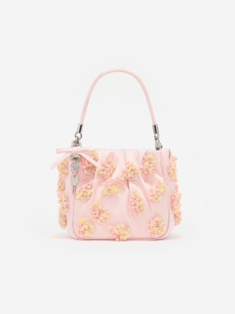 self-portrait Pink Satin Floral Beaded Tote Bag