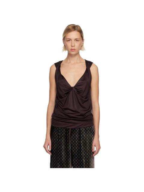 Dries Van Noten Burgundy Twisted Tank Top
