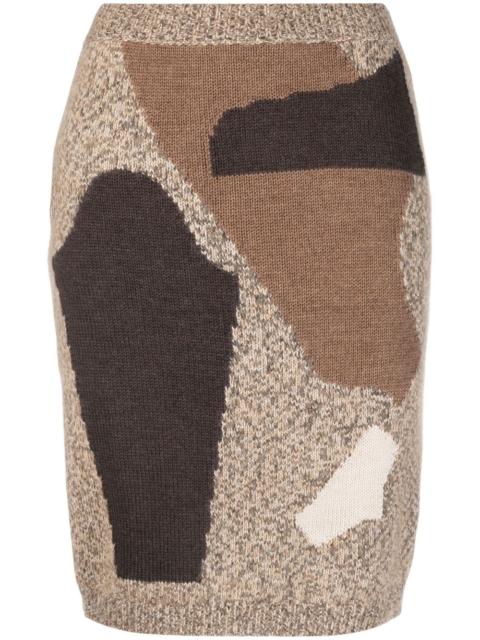 Moschino intarsia knit-pattern pencil skirt