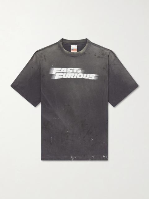 SAINT M×××××× Fast & Furious Paint-Splattered Printed Cotton-Jersey T-Shirt