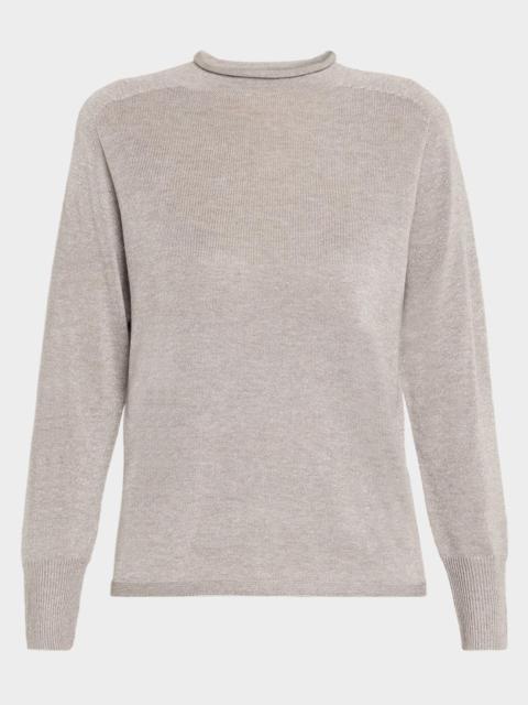 KOBI HALPERIN Lisa Funnel-Neck Shimmer Knit Sweater