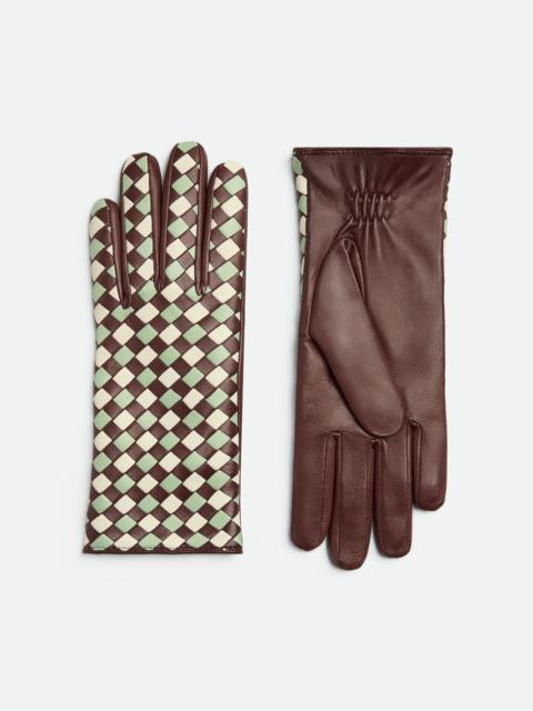 Bottega Veneta Leather Bicolor Intrecciato Gloves