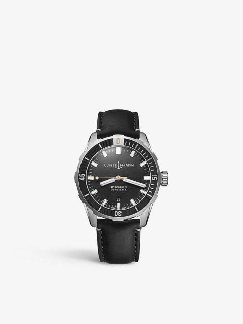 8163-175/92 Diver stainless steel and leather automatic watch