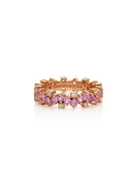 SUZANNE KALAN Mini Stacker 18K Rose Gold Diamond and Sapphire Ring