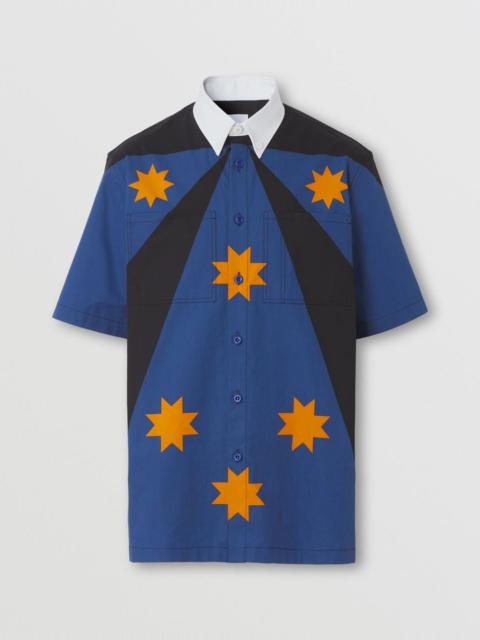 Short-sleeve Geometric Print Cotton Shirt