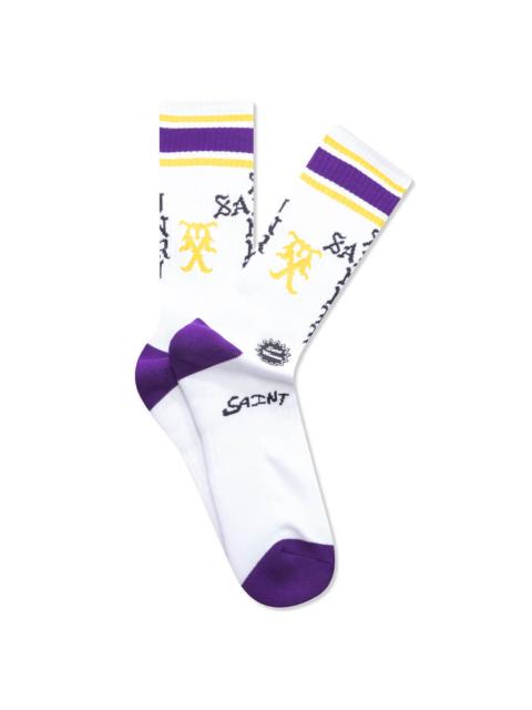 SAINT M×××××× SAINT SINNER SOCKS - WHITE/PURPLE