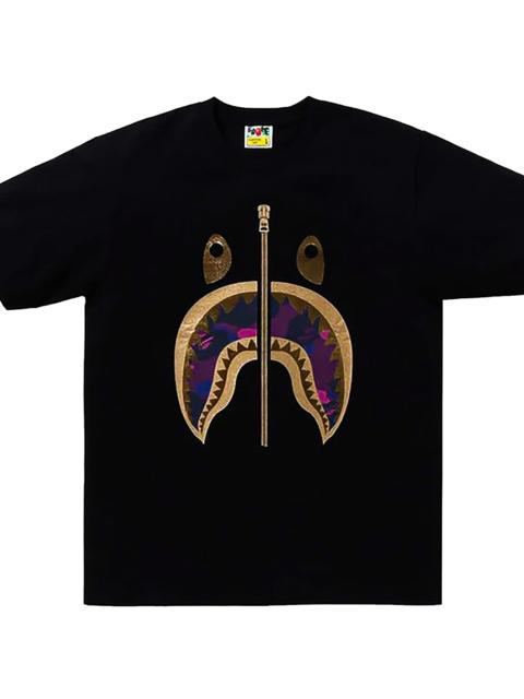 A BATHING APE® Color Camo Shark T-Shirt (SS24) "Black / Purple" PSTC138I