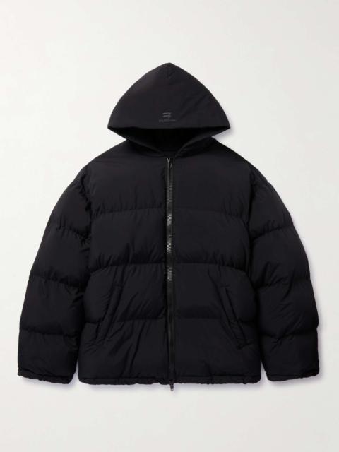 Logo-Embroidered Quilted Shell Hooded Jacket