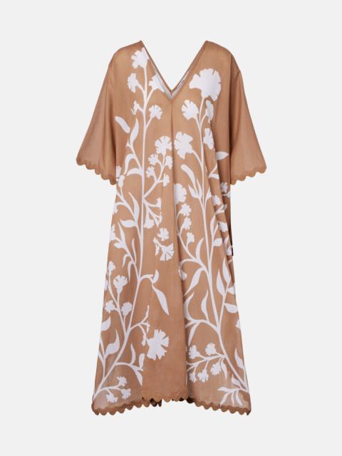 juliet dunn Floral scalloped cotton kaftan