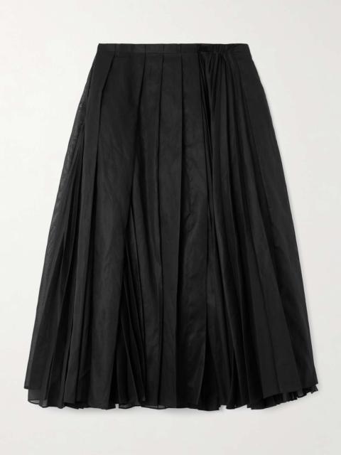 Jil Sander Pleated cotton-organza midi skirt