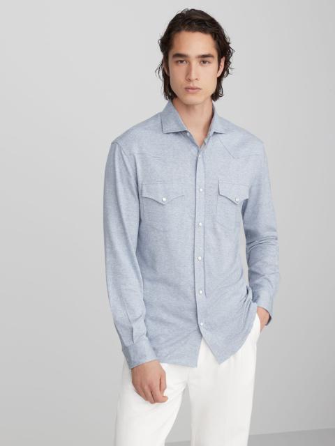 Brunello Cucinelli Linen and cotton jersey western shirt