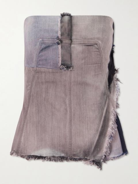 Rick Owens Frayed Denim Bustier Top