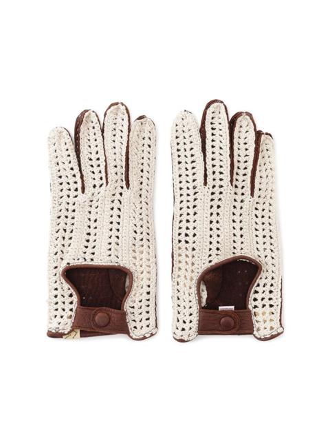 visvim VMC CROCHET DRIVING GLOVES DK.BROWN