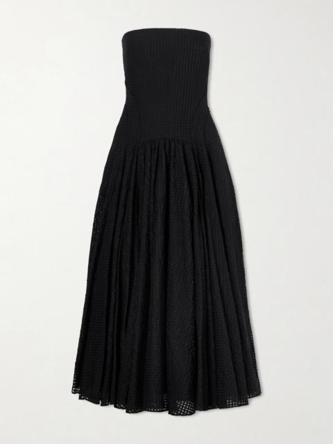 Another Tomorrow Strapless Woven Midi Dress