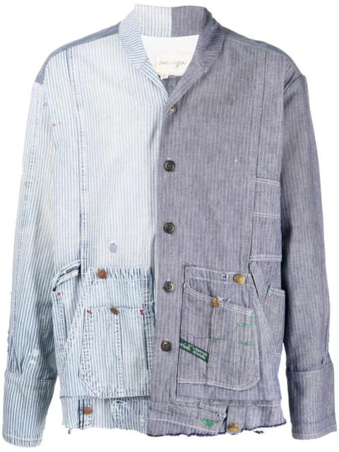 Greg Lauren striped patchwork cotton shirt