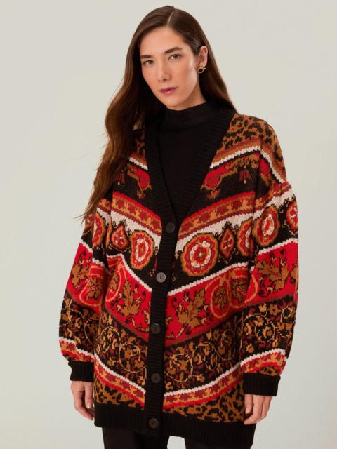 FARM RIO Cream Ainika Tiles Knit Cardigan