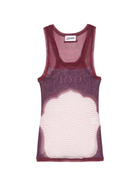 number-print mesh tank top