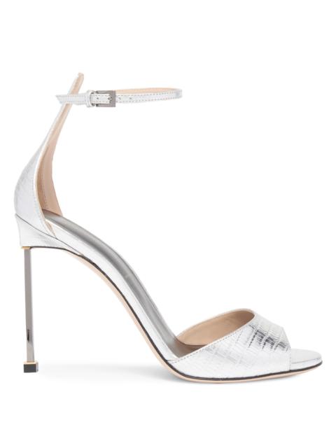 TOM FORD Women's 105MM Snake-Embossed Leather Sandals - Silver