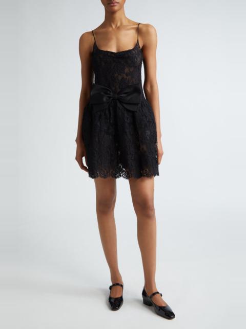 SHUSHU/TONG Shushu/Tong Bow Tie Wool & Silk Lace Minidress in Black at Nordstrom