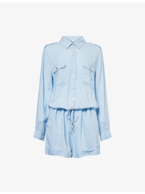 MELISSA ODABASH Floral-Print Long-Sleeves Woven Playsuit