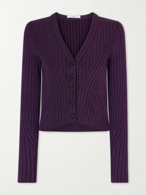 ADAM LIPPES Greer Cropped Ribbed-knit Cardigan