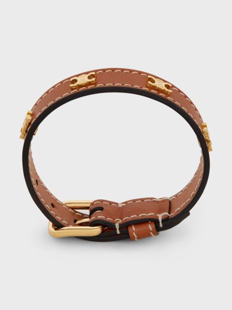 CELINE Les Cuirs Celine Bracelet in Calfskin and Brass with Gold Finish