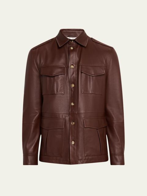 Brunello Cucinelli Men's Leather Safari Jacket