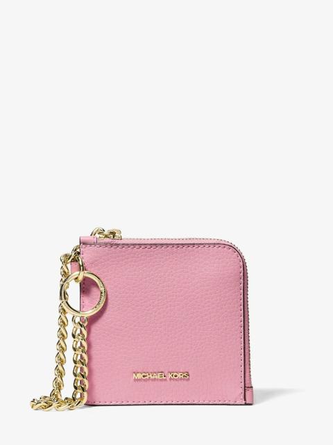 MICHAEL KORS Jet Set Travel Pebbled Leather Chain Wallet
