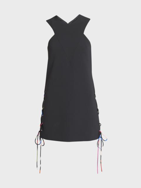 Lace-Up Side Sleeveless Mini Shift Dress
