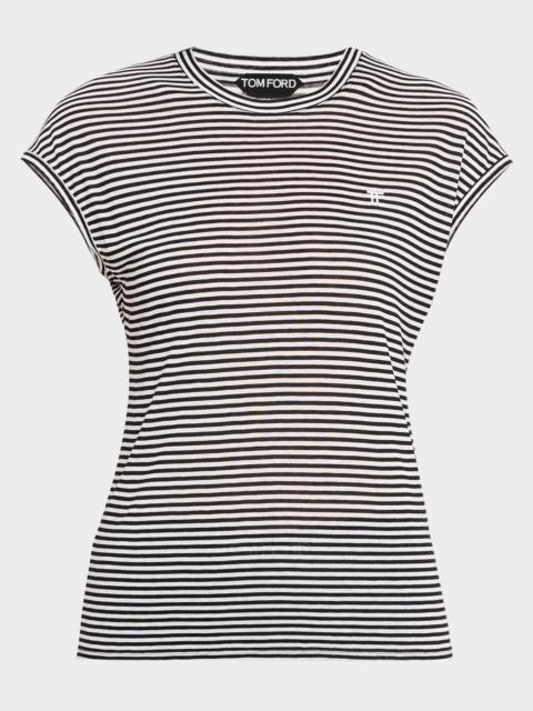 TOM FORD Striped Viscose Cap-Sleeve T-Shirt