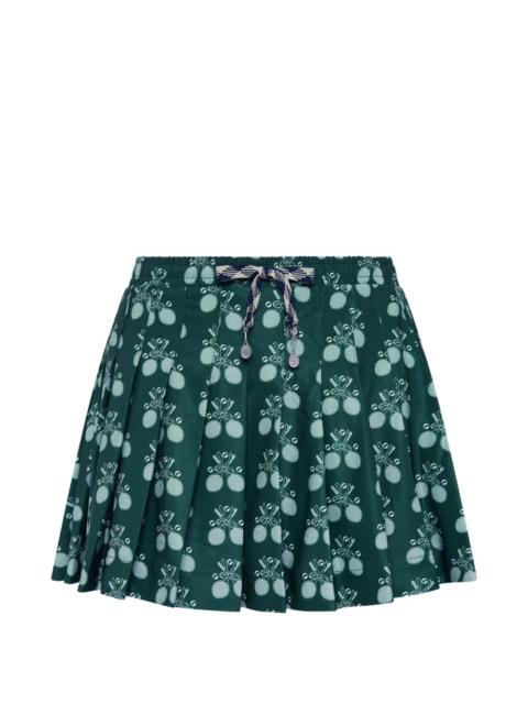 THE UPSIDE racquet-patterned pleated miniskirt