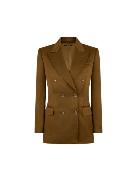 TOM FORD SILK AND WOOL TWILL "WALLIS" DOUBLE BREASTED JACKET