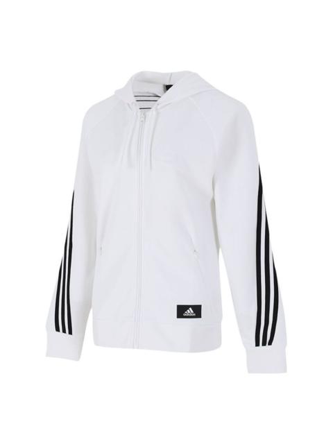 adidas (WMNS) adidas FIeece 3-Stripe REG 니트 재킷 'White Black'H57293