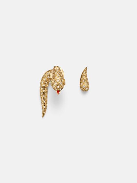 Yvonne Léon Python 9kt gold earrings with diamonds and spinels