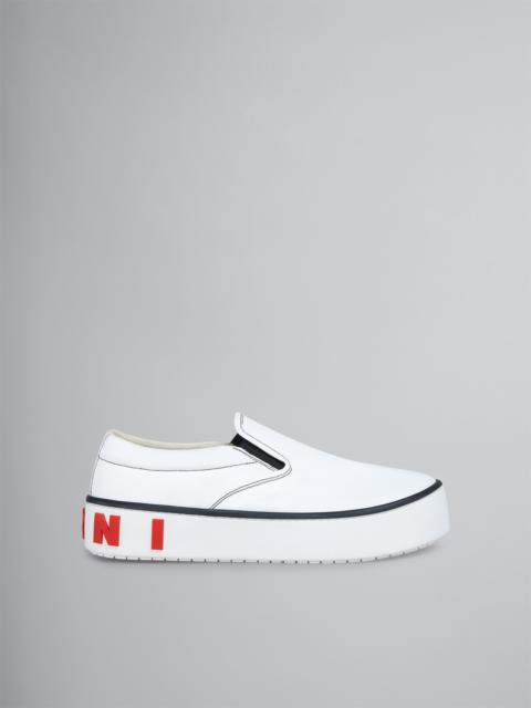 Marni WHITE CANVAS PAW SNEAKER WITH BACK MAXI LOGO