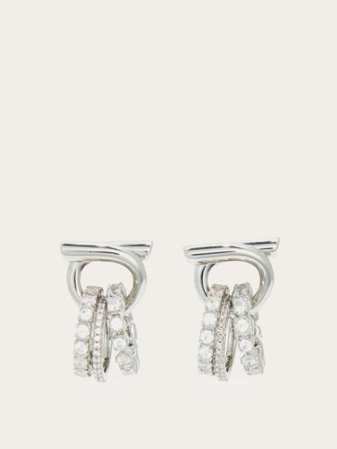 FERRAGAMO Gancini earrings with crystal ring pendant detail