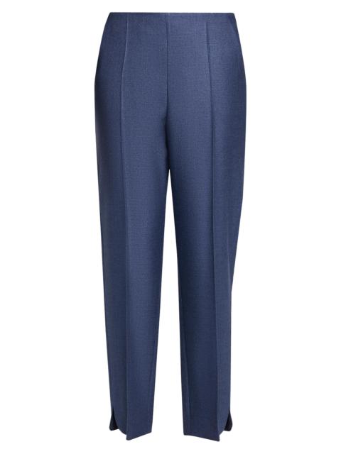 GIORGIO ARMANI Women's Silk-Wool Straight-Leg Trousers - Solid Medium Blue