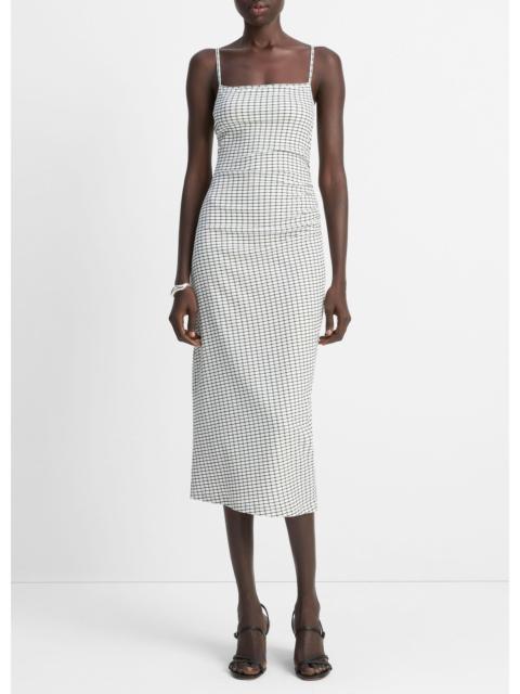 Vince Checked Smocked Tank Dress