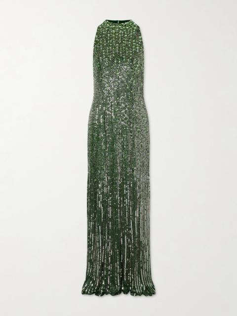 JENNY PACKHAM Benue Sequined Mesh Halterneck Gown