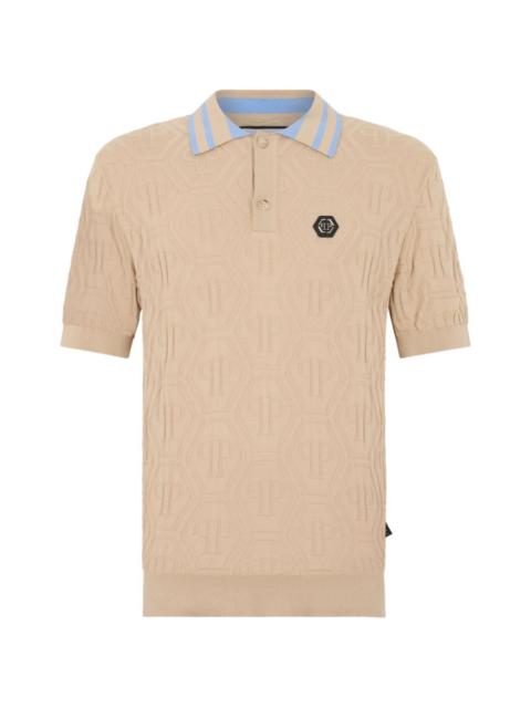 PHILIPP PLEIN jacquard monogram knitted polo shirt